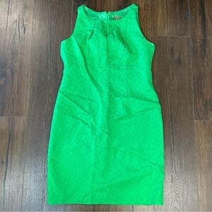 Taylor Elegant Green Embossed Sleeveless Fitted Dress SZ 12